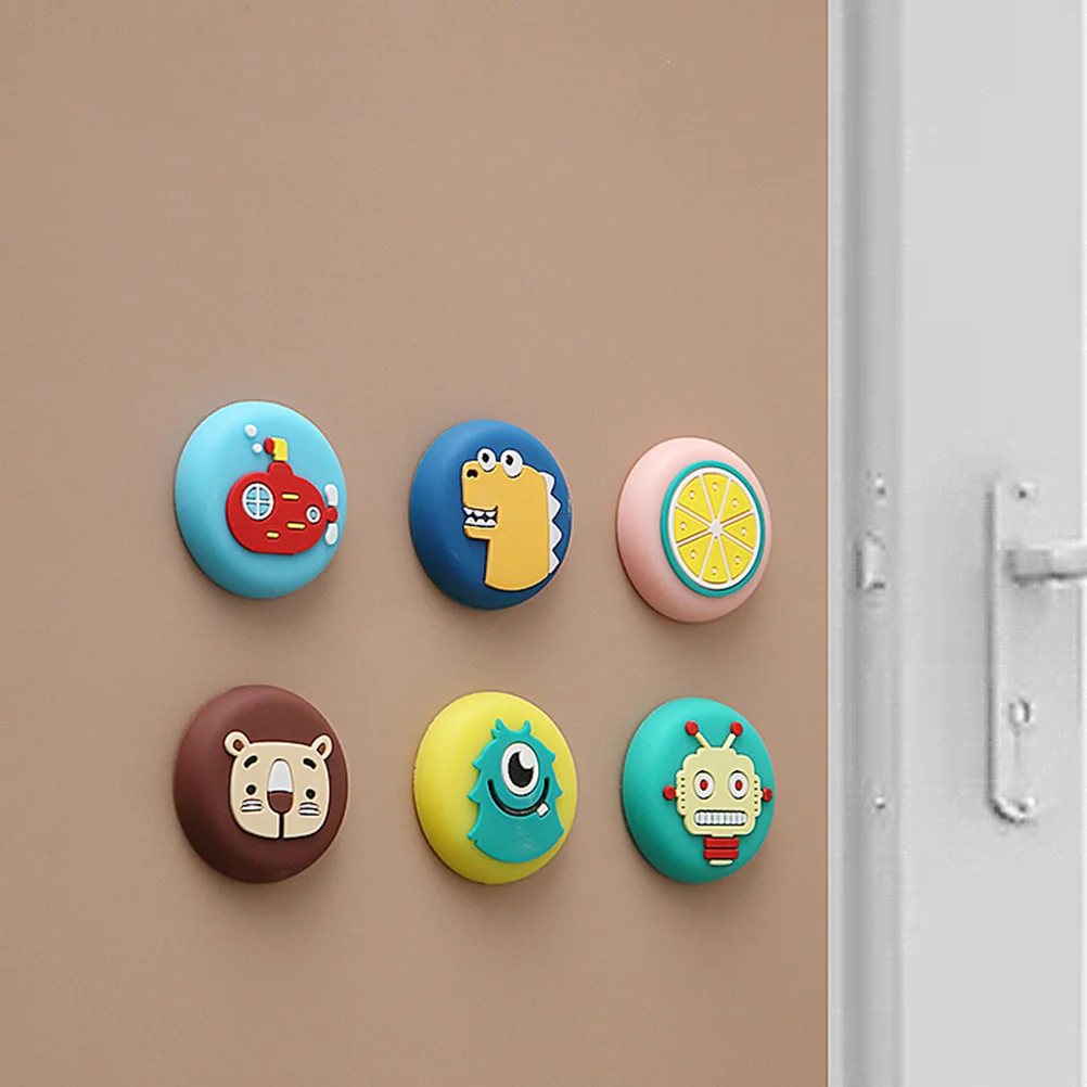 

8pcs Anti Collision Stickers Door Knob Stopper For Wall Soft Bumper Pads Noise Absorbing Cartoon Design Wall Protector Door
