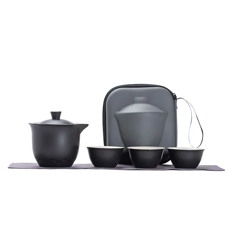 Business Gifts Travel Tea Set Kuaike Cup One Pot Three Cups Portable Cover Bowl Small Set Outdoor High-end Kung Fu Set