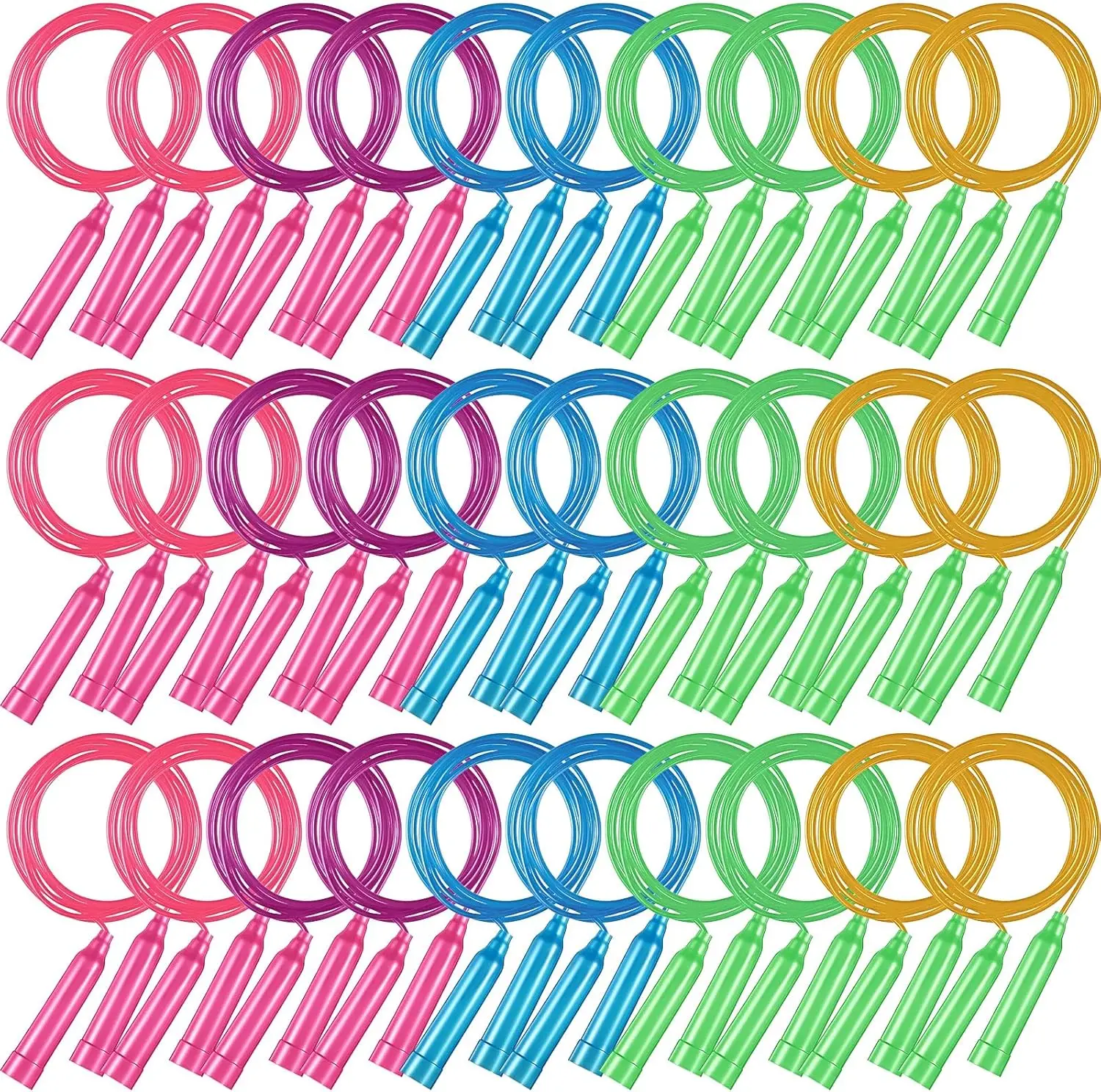 30 Colorful Adjustable Jump Ropes for Kids, 7.5 ft Plastic Skipping Rope Outdoor Fun Activity