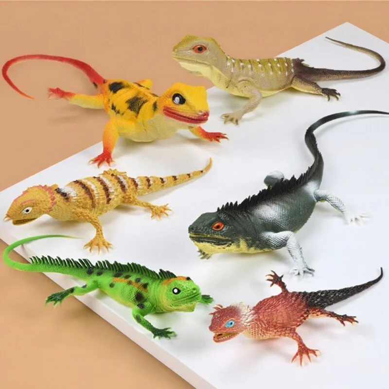 1pcs Soft Rubber Lizard Toy Realistic Squeak Sound Simulation Reptile Desktop Decoration Cognitive Simulation Animal Decoration
