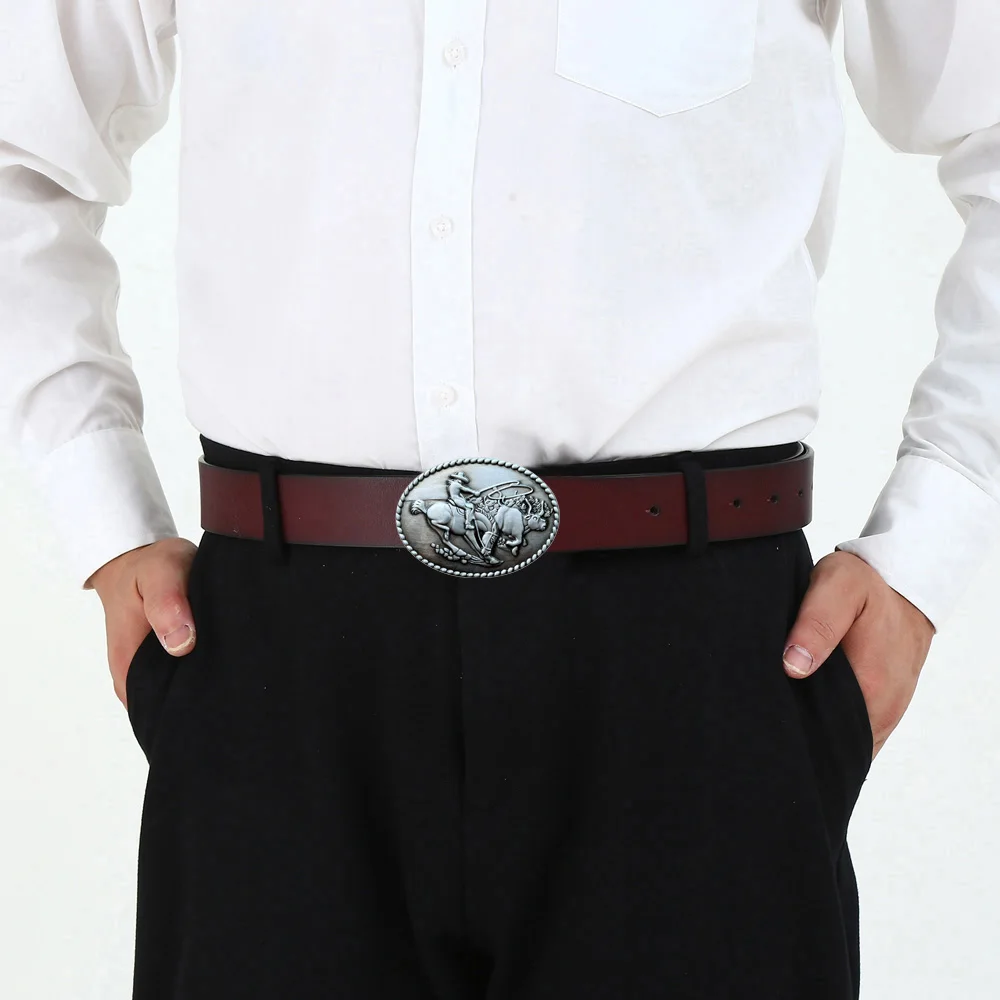 Cheapify Drops hipping ovale Rodeo Roping Kuh Western Cowboys Legierung Metall Gürtels chnalle für Männer