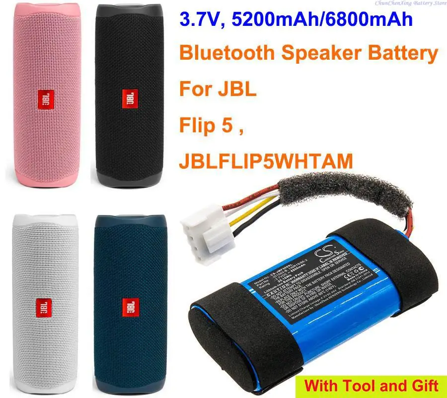 Cameron Sino 5200mAh/6800mAh Speaker Battery 1INR19/66-2, ID1060-B for JBL Flip 5, JBLFLIP5WHTAM