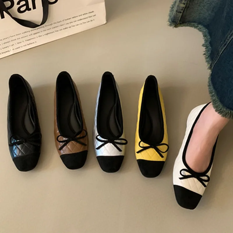 Ronde Neus Ondiepe Flats Schoenen Vrouw 2024 Strik Casual Dames Sneakers Flats Vlinderjurk Ballerina 'S Zachte Mocassins Loafers