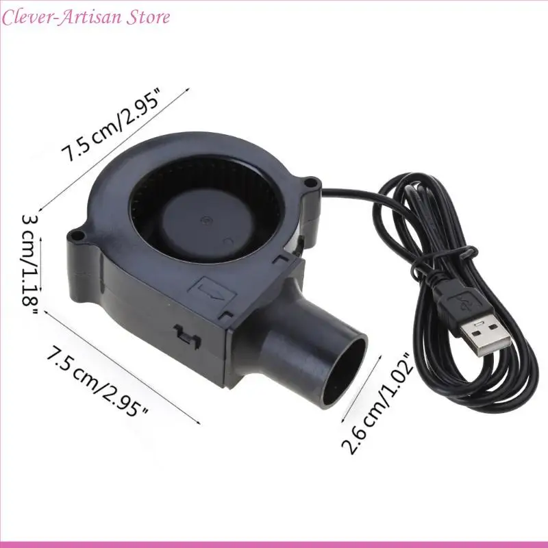 E06B 7530 BBQ Fan 3700RPM Air Blower 5V Barbecue Fan Air Blower Outdoor Camping Grill Cooking Tool