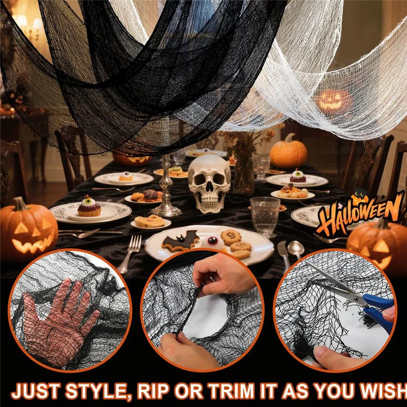 Tissu effrayant 30x72 pouces, tissu effrayant pour Halloween, fournitures pour maison hantée, fête en plein air, intérieur