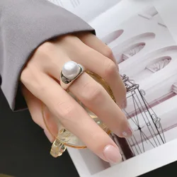 New in 925 Sterling Silver Pearl Adjustable Women's Rings Wedding Luxury Jewelry Wholesale Accessories Jewellery Moneys 925