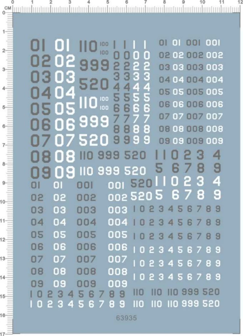 

Universal 1/72 1/144 1/35 Scale US Army Number Military Model Decal 63935 Grey and White