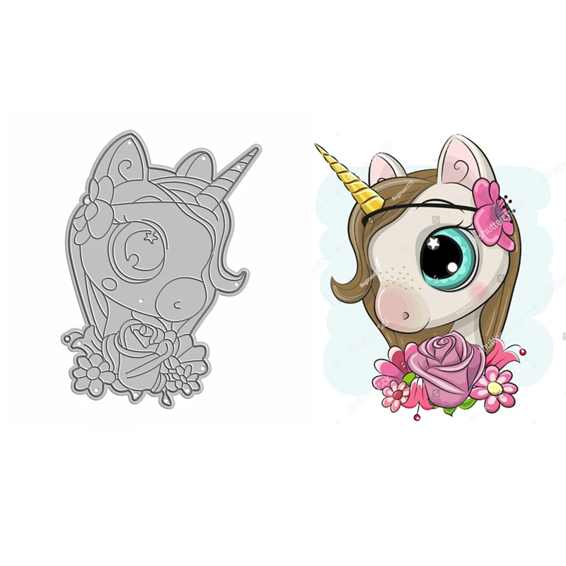 

Cute Cartoon Unicorn Girl Metal Cutting Dies For Scrapbooking New 2022 Paper Making Embossing Without Stamps Frame Card Craft