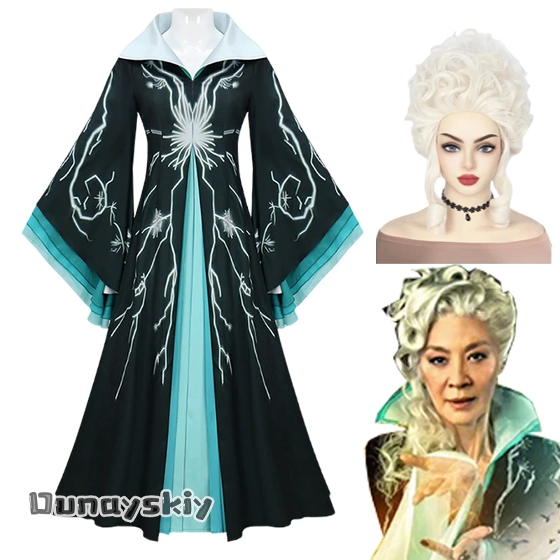 Amanda Cos@ Madame Morrible Kleider Kleidung 2025, Wicked 2, Cosplay-Kostüm, ausgestellte Ärmel, Palast, Hof, Prinzessinnenkleid, Halloween