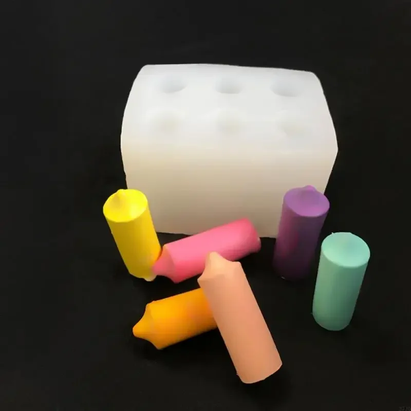 6 تجاويف عمود شمعة قوالب السيليكون لراتنجات الايبوكسي شموع صناعة يدوية الصابون الحلوى فندان قالب الكعكة قالب الشوكولاته M4YD