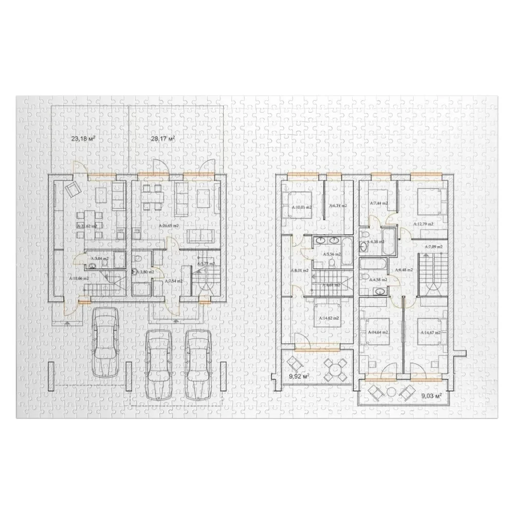 

Detailed architectural private house floor plan, apartment layout, blueprint. Vector illustration Jigsaw Puzzle