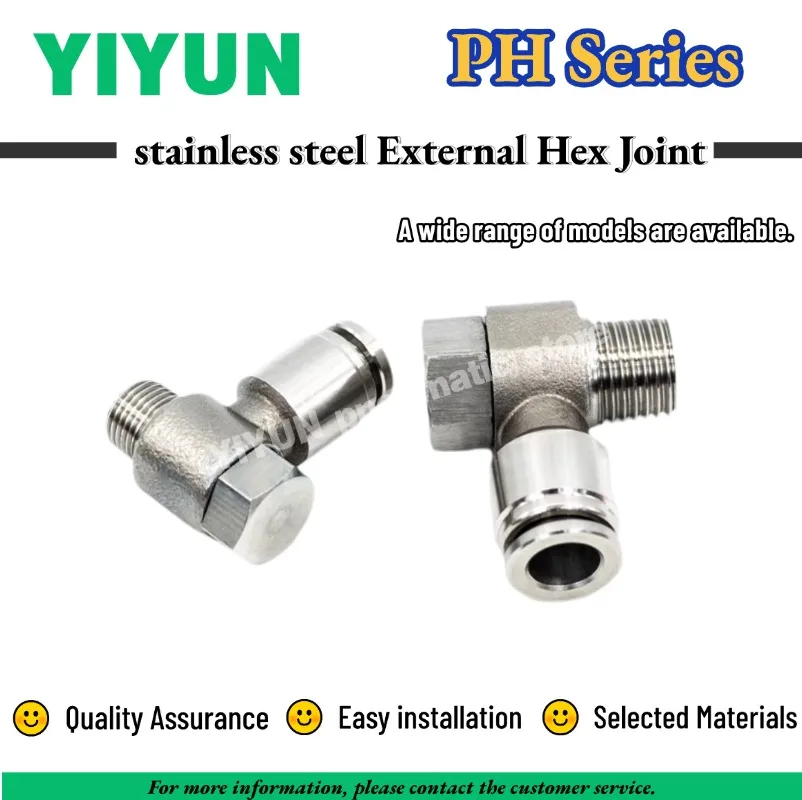 1 Conector de Unión Hexagonal Externo de Acero Inoxidable PH12 PH10 PH6 PH8 PH4-M5-01-02-03-04 Serie PH YIYUN