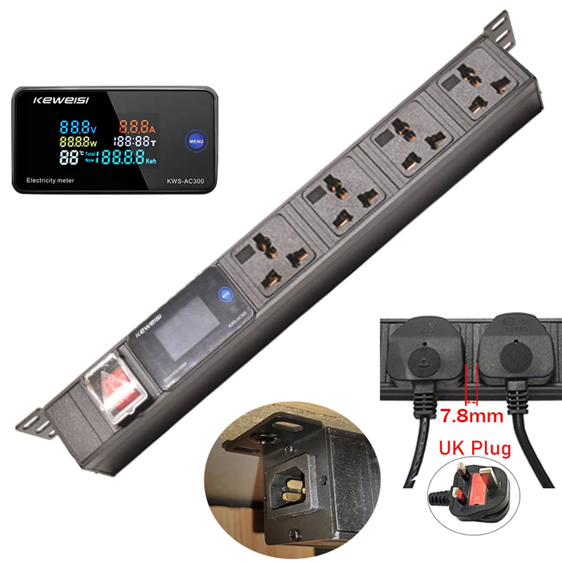 Desktop Socket Power Strip Hidden lifting Mount Ammeter/voltmeter/power tester 2/3/4/5/6 unit Universal Outlets C14 interface