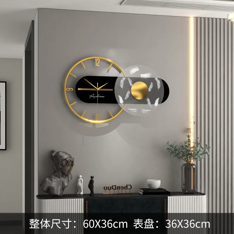 Light Luxury Wall Clock Modern and minimalist living room silent and fashionable wall mounted light clocks