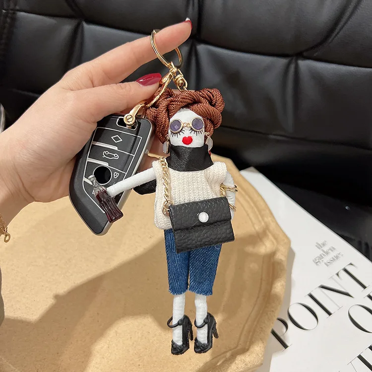 Luxury Real Mink Fur Keychain Bag Pompom Bag Charm KeyRing  Car Jewelry Pendant Girlfriend Gift Luxury Keychain Charm Keychain