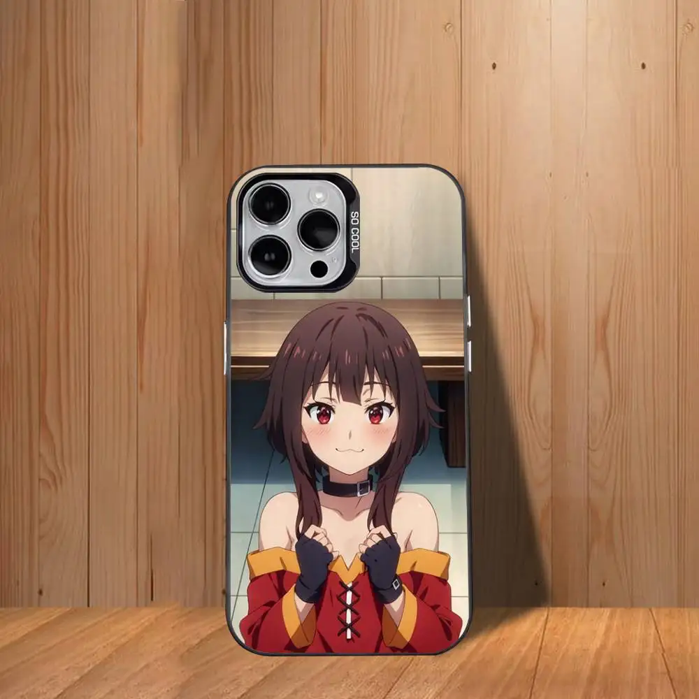 Чехол для телефона M-Megumin K-KonoSuba для iPhone 17,16,15,14,13,12,11, Mini,Pro,SE,MAX, белый матовый противоударный чехол
