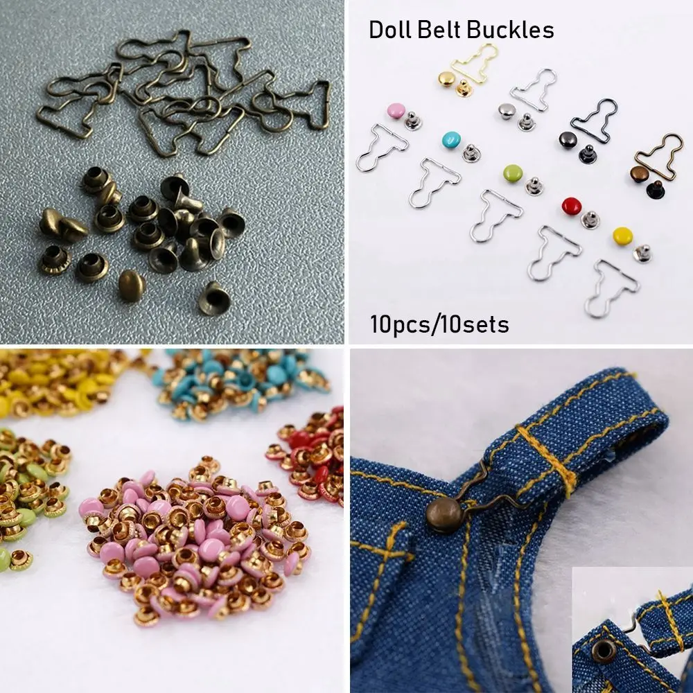 10Pcs/10Sets Mini Doll Belt Buttons Gourd Style Dolls Buckles Metal Buckle Mini Ultra-small Buckle Trousers Bags Accessories