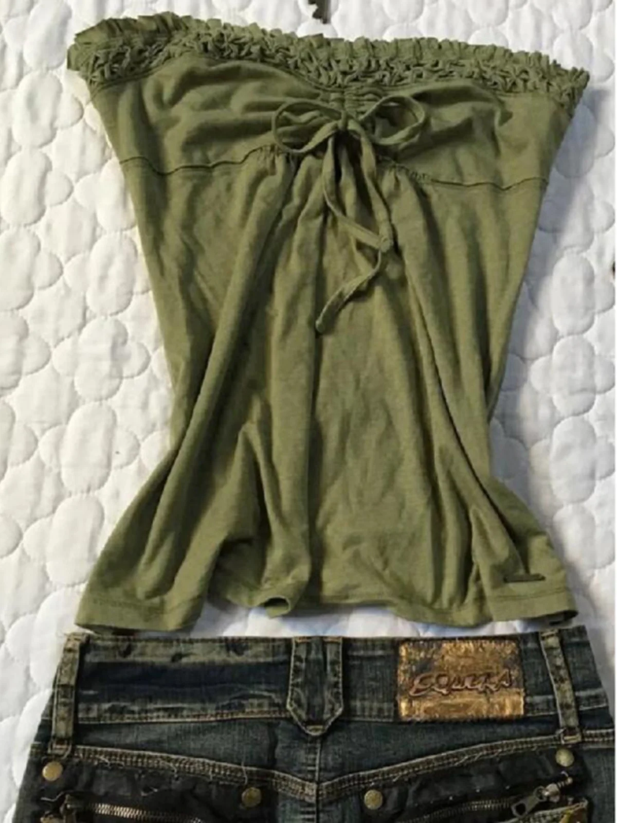 Top Original Verde de Un Solo Hombro, Estilo Vintage Retro del Bosque de Hadas, Ceco de Mujer con Tirantes, Mezcla de Ao...