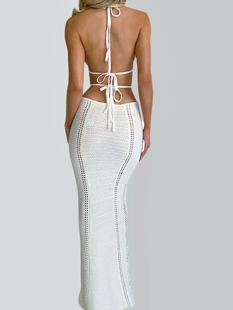 المرأة محبوك فستان طويل الرسن أكمام عارية الذراعين الجوف خارج Bodycon فستان الصيف مثير نادي فساتين الشاطئ