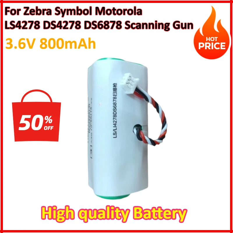 10Pcs/Lot 3.6V 800mAh Battery For Zebra Symbol Motorola LS4278 DS4278 DS6878 Scanner 82-67705-01 Rechargeable Batteries