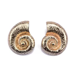 2026 New Fashion Golden Seashell Shape Metal Big Earrings Women Indian Retro Punk Hip Hop Rock Statement Earrings Jewelry