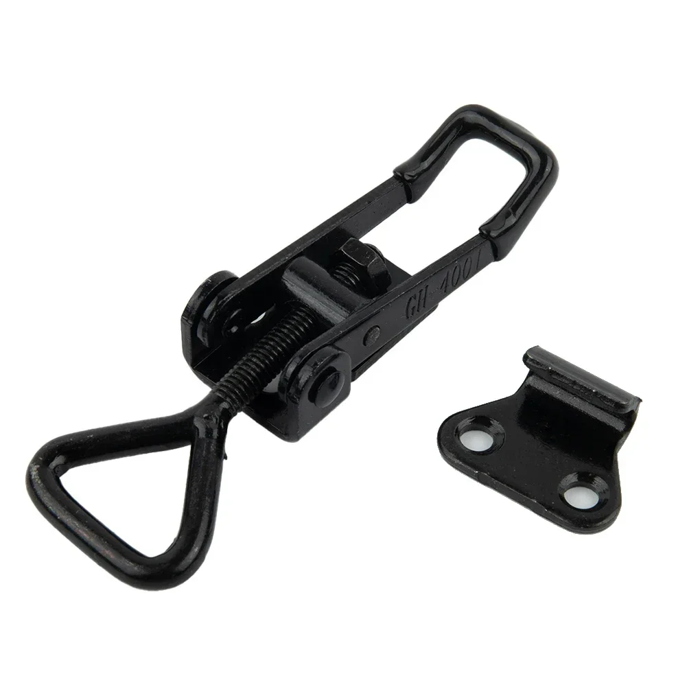 

90x27mm Toggle Clamp 220lbs Adjustable Black Plated Catch Clip High Carbon Steel For Lock-free Handle-less Boxe