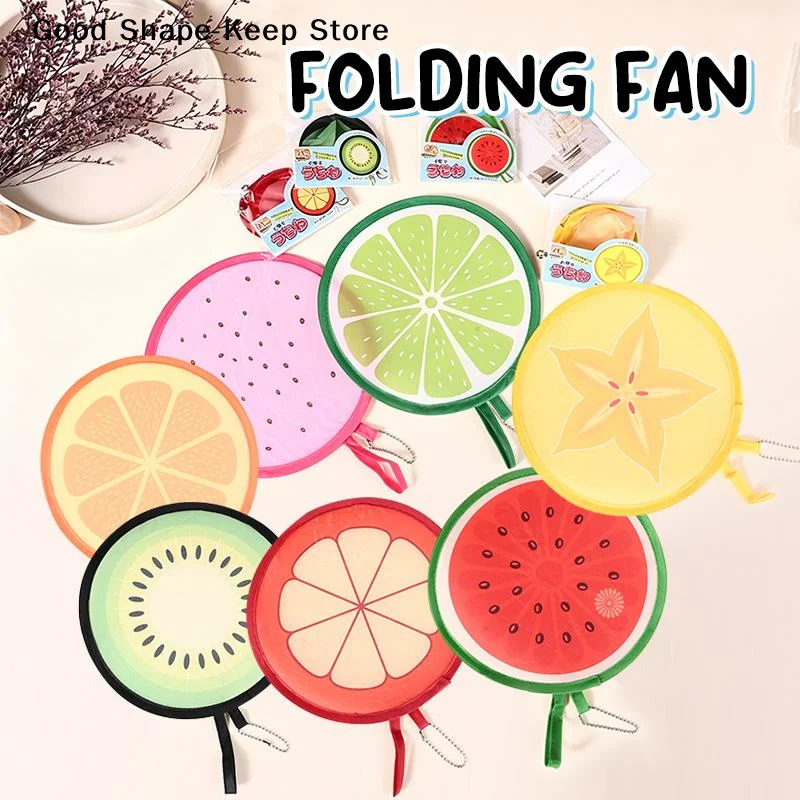 dailyCompact Cooling Fans Folding Round Handheld with Eye-Catching Fruit Design MotifDaily products