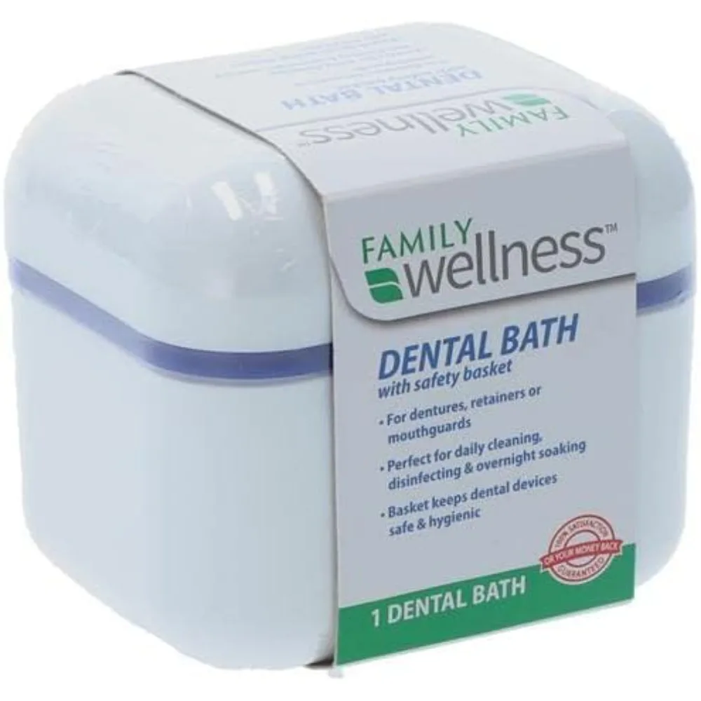 

US Shipping Denture Cup with Strainer Basket Dental Bath Cleaner for Dentures Retainers Mouthguards