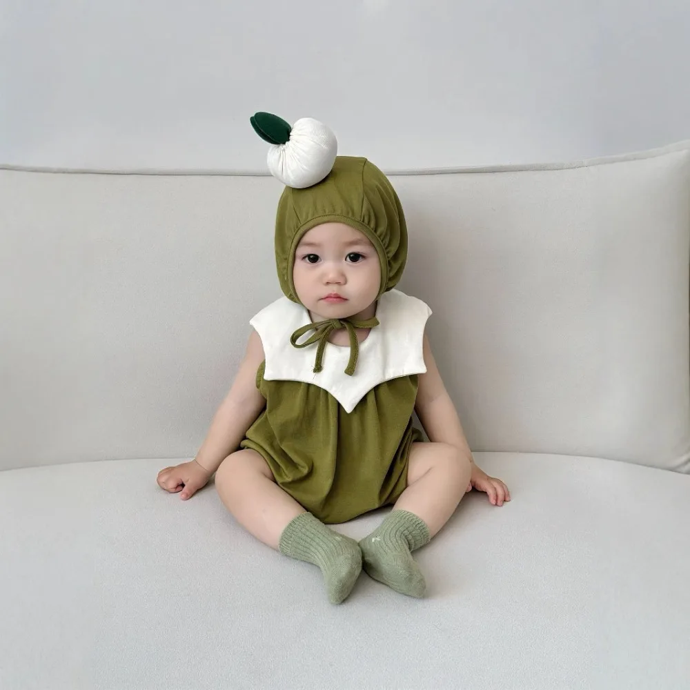 

Летний комплект детских комбинезонов в корейском стиле, модный дизайн, форма луковицы, комбинезон без рукавов, комплект боди для малышей