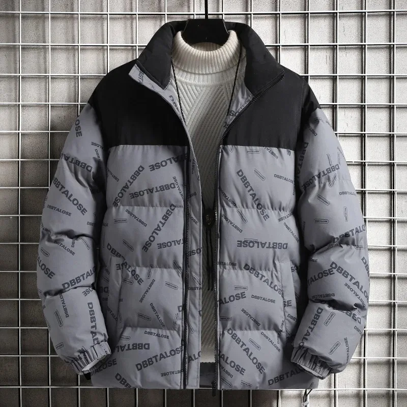 Autumn Winter Men's Turtleneck Alphabet Printed Pockets Zipper Long Sleeve Shirring Cardigan Coats Jackets Office Lady Tops
