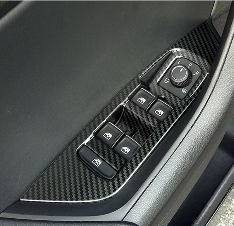 Carbon Pattern for SKODA KODIAQ GT Sportline 2017-2023 Interior Decoration Central Control Gear Level Window Glass Lifting Panel