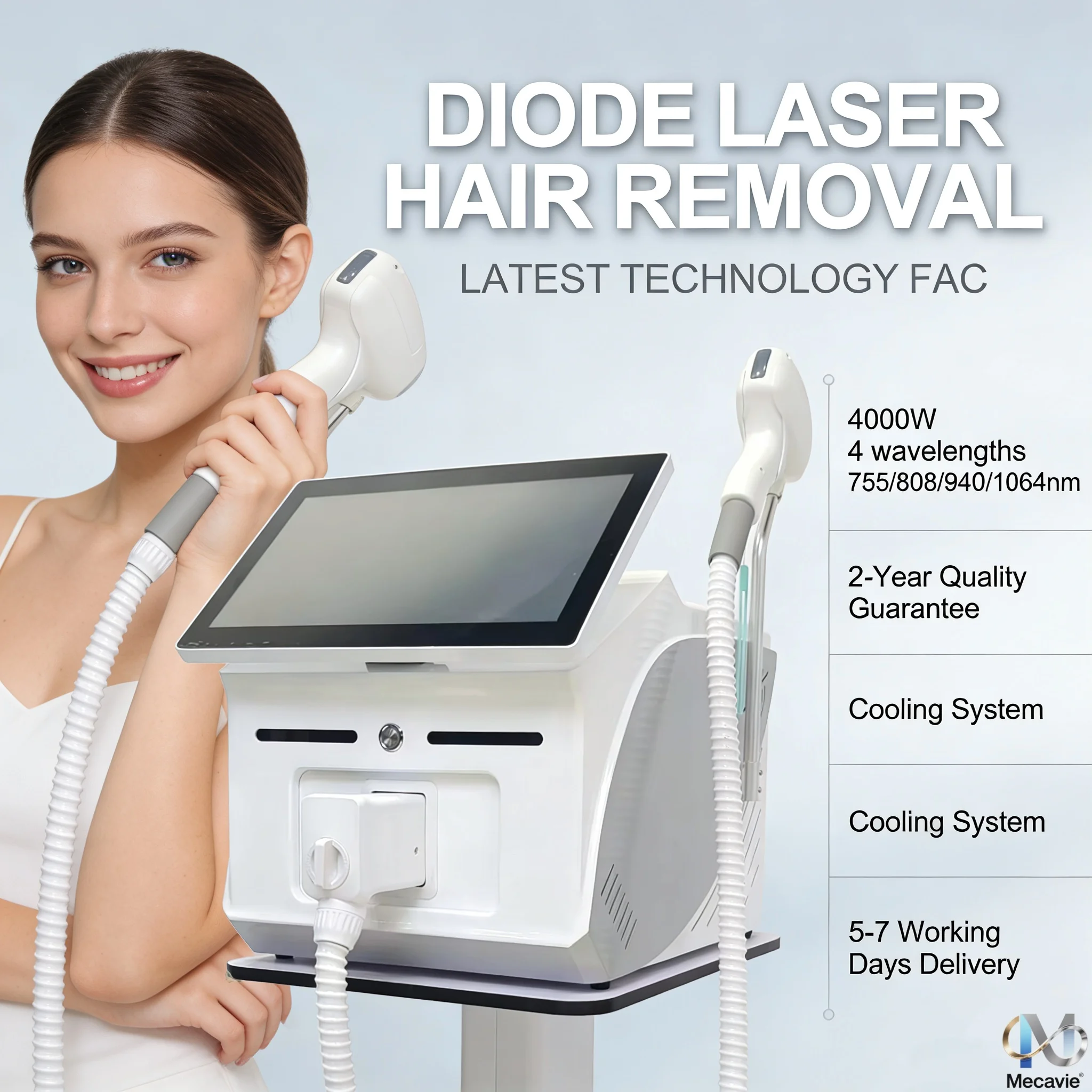 

Профессиональный диодный лазер для эпиляции 2026 года, 4000 Вт, 4 длины волны (755, 940, 1064, 808 нм), с сертификатом CE, александритовый аппарат для перманентного удаления волос