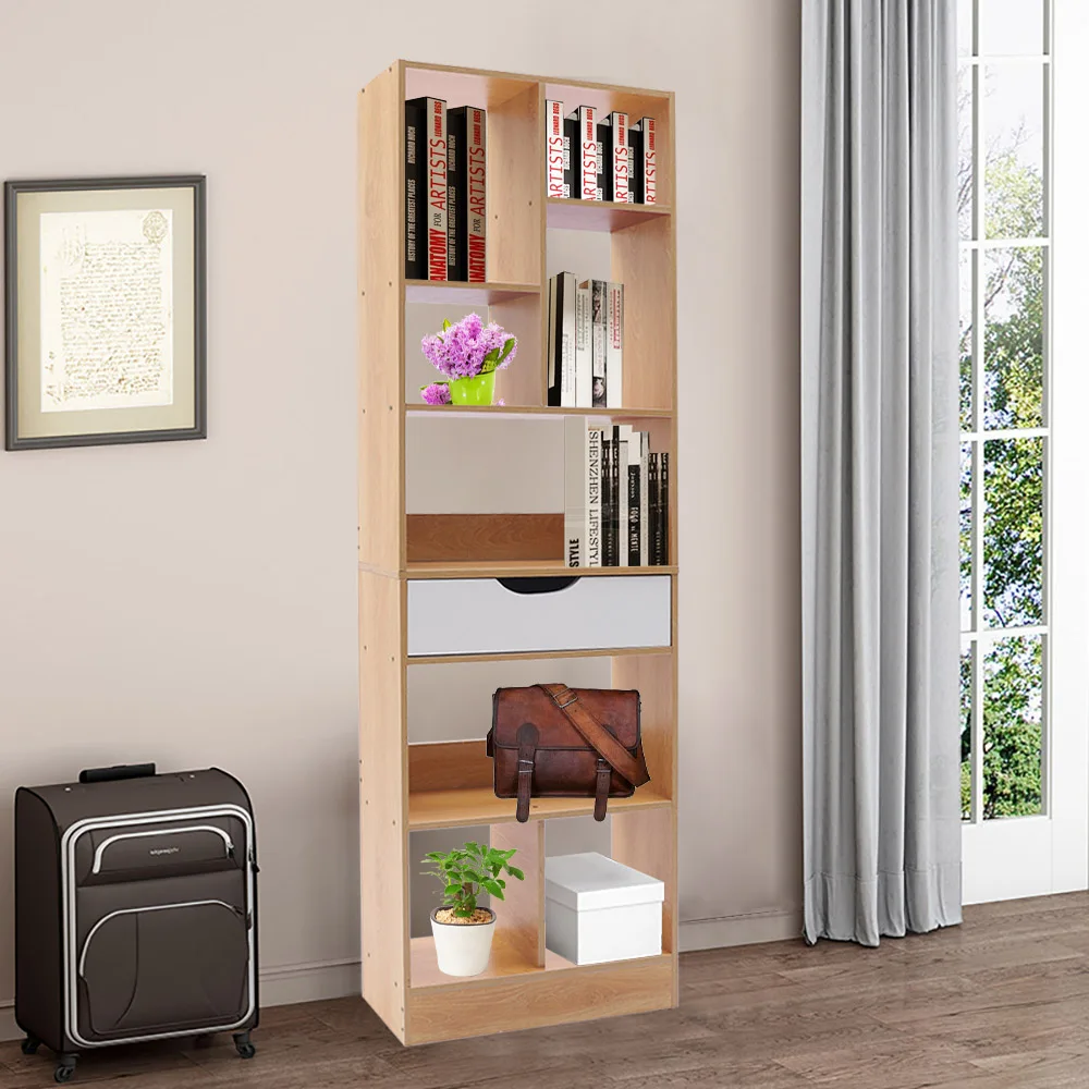 

Open Cabinet Cube Open Shelf Unit Display Bookcase Multi-Layer Storage Rack Freestanding Wooden Closet Organizer 20Lx8Wx61H inch