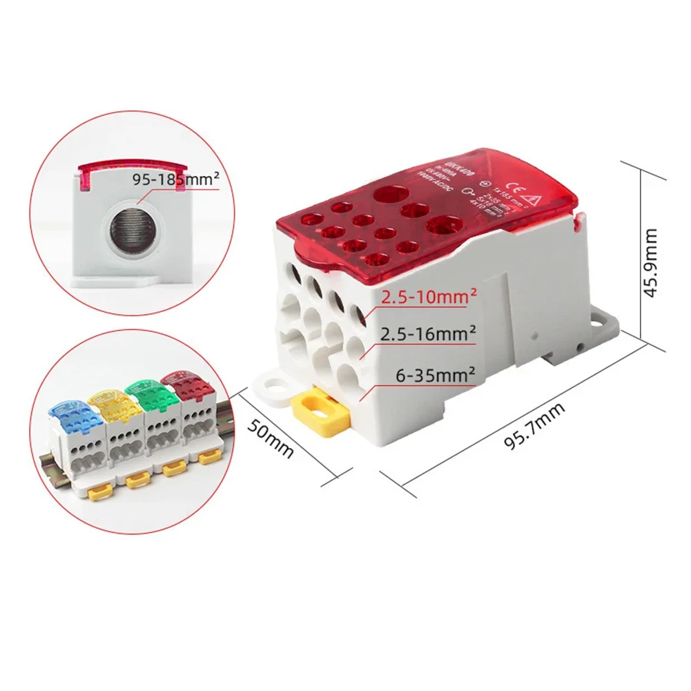 Borneira Electrical Terminal Box DIN Rail Connector Flame Retardant Base PC Shell And Brass Guide Quick Wiring Design