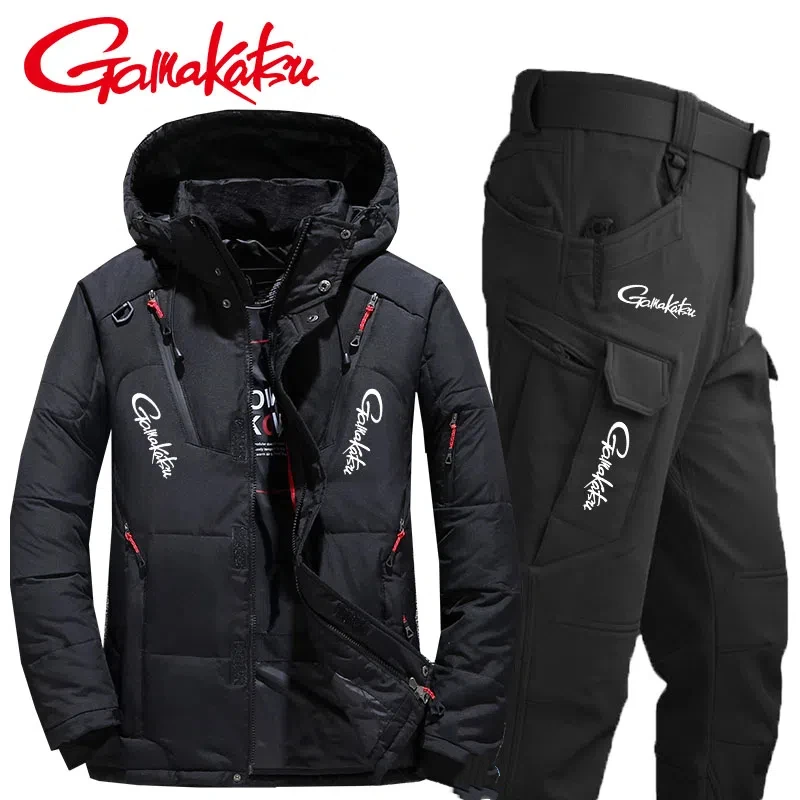 

Gamakatsu Winter Fishing Suits Thick Outdoor Mountaineering Skiing Men's Duck Down Thickening Warm Windproof Fishing Jackets
