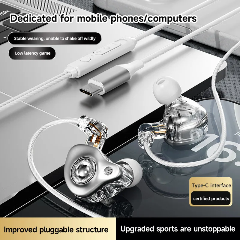 

Wired 3.5MM/Type C Plug-and-play Gaming in-Ear Earphones High Sound Quality Noise Reduction Earsets For Computer Android Apple