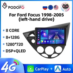 Podofo 9'' Android Car Radio For Ford Focus 1998-2005 Multimedia Player Carplay Android Auto GPS Navigation Bluetooth Car Audio