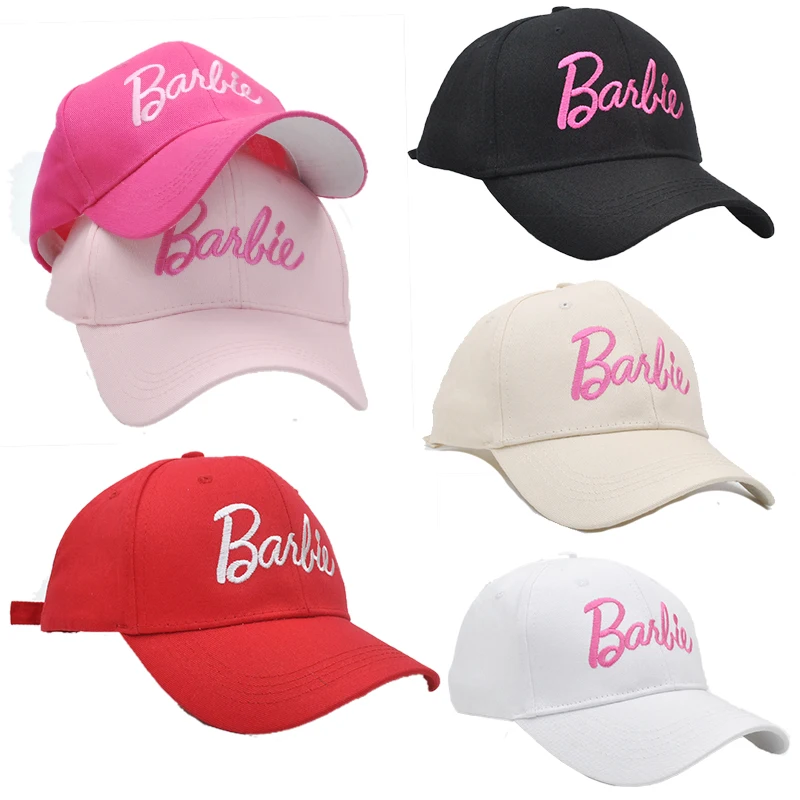 Outdoor Shading Barbie Pink Baseball Caps Curved Brim Embroidery Letter Adjustable Women Hats Girls Accessories clothes Fashion