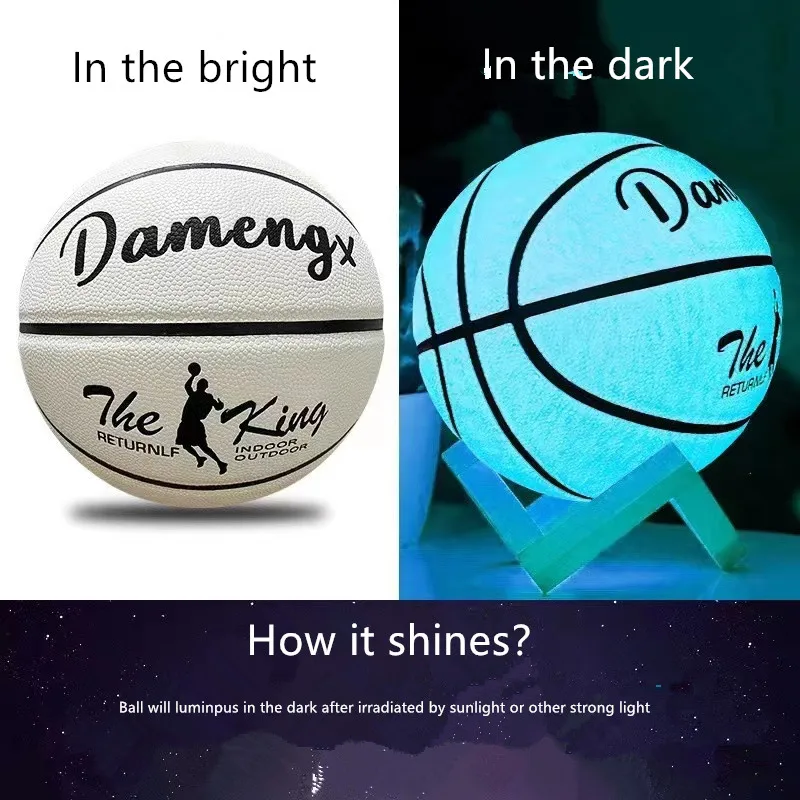 Glow In Night  Glow Basketball Size 5 Size 6 Size 7 Children Adult Student PU Soft Leather Outdoor Wear-resistant And Anti-skid