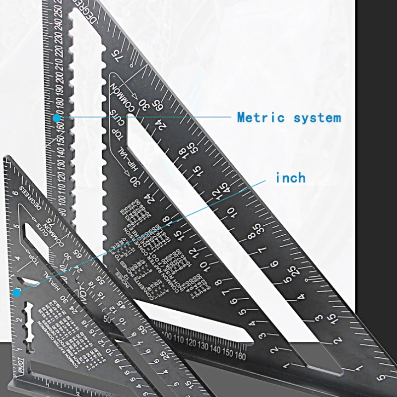 Woodworking Aluminum Alloy Triangle Gauges Measuring Gauging Tools High Precision Marker Angle Ruler Metric and Imperial