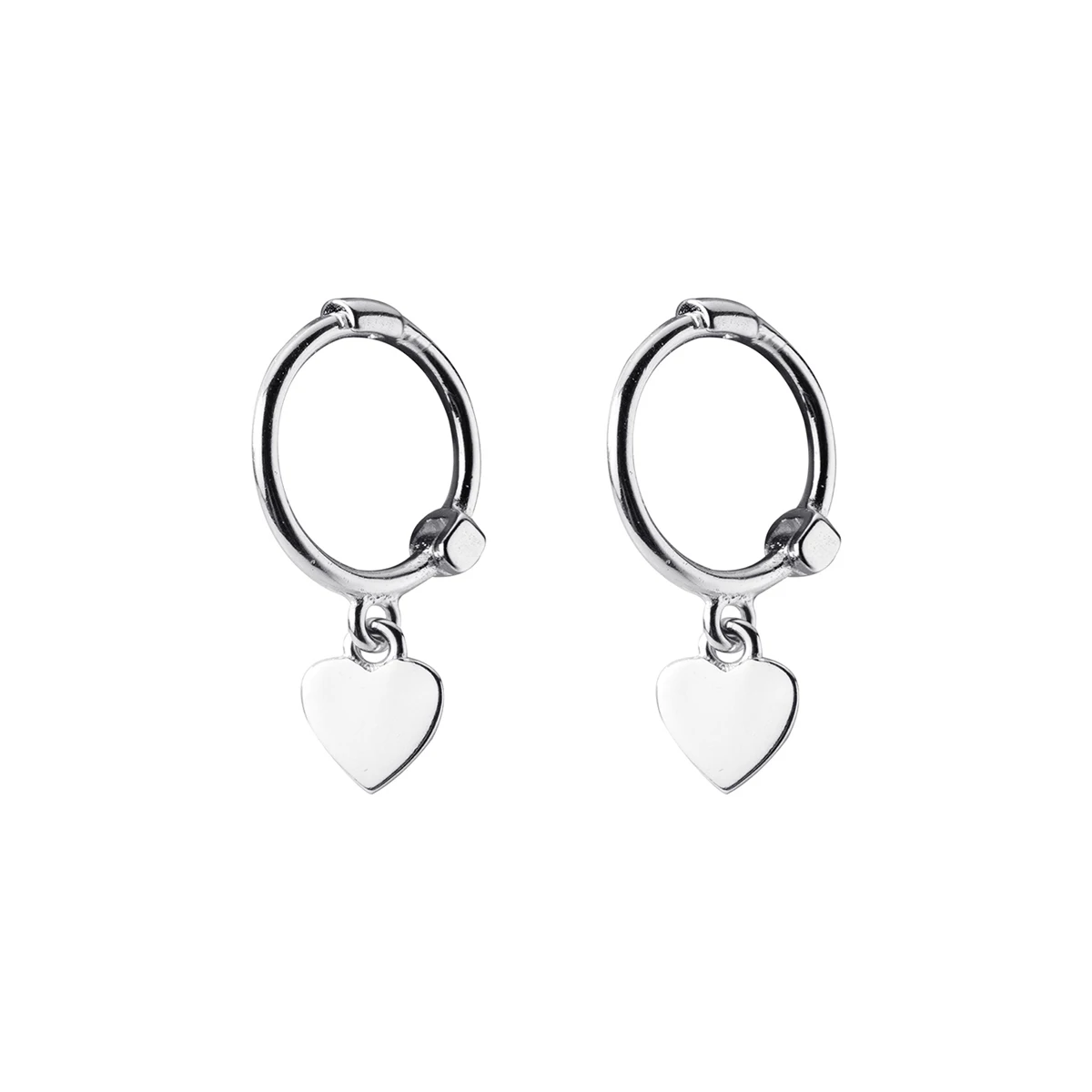 MODIAN 2021 Hot Sale 100% 925 Sterling Silver Simple Hearts Swing Hoop Earrings For Women Fashion Classic Charm Silver Jewelry