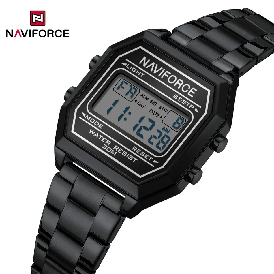 

NAVIFORCE женские элегантные часы водонепроницаемые многофункциональные электронные часы модный стальной ремешок женские часы с дисплеем дня и даты