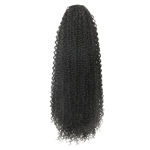Imagen 2 del producto Cola de Caballo rizada para mujer, extensión de cabello sintético suave, postizos de cola de caballo con cordón, cola de caballo falsa negra, 24 pulgadas