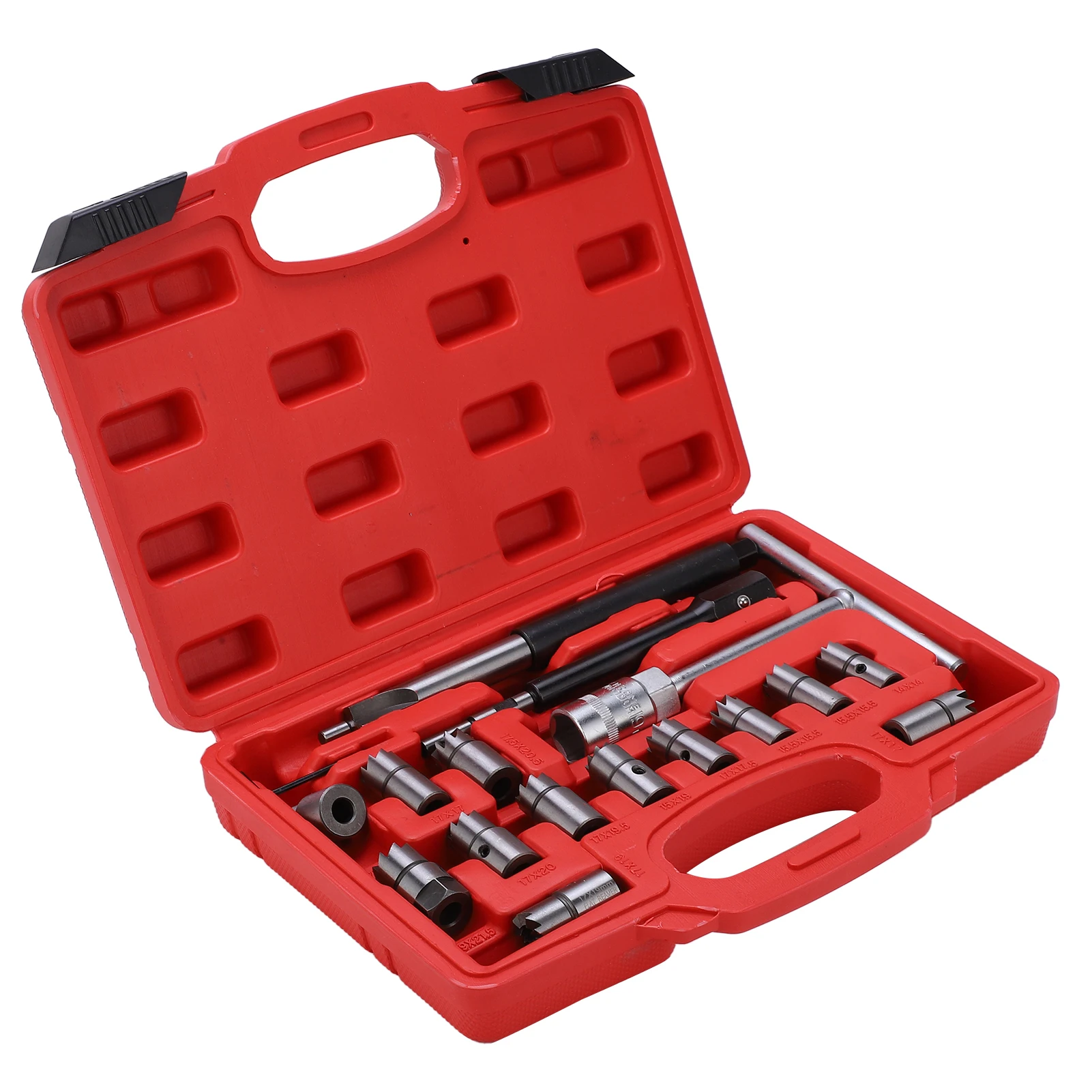 

17pcs Diesel Injector Seat Cutter Set Cleaner Carbon Remover Universal Car Garage Tool Kit