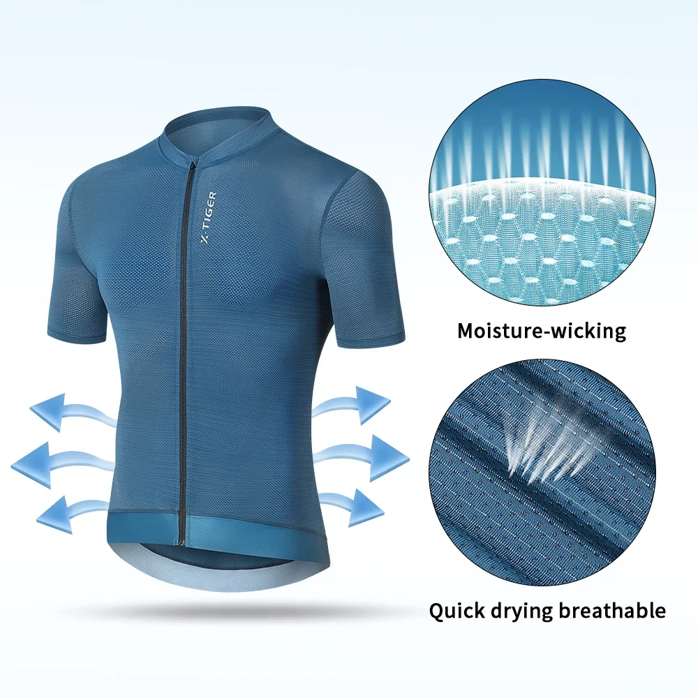 X-TIGER Summer cycling jersey Sports Breathable Short Shirt Slim Pro Cycling Jersey Racing Tops Casual Apparel Cycling Shirt