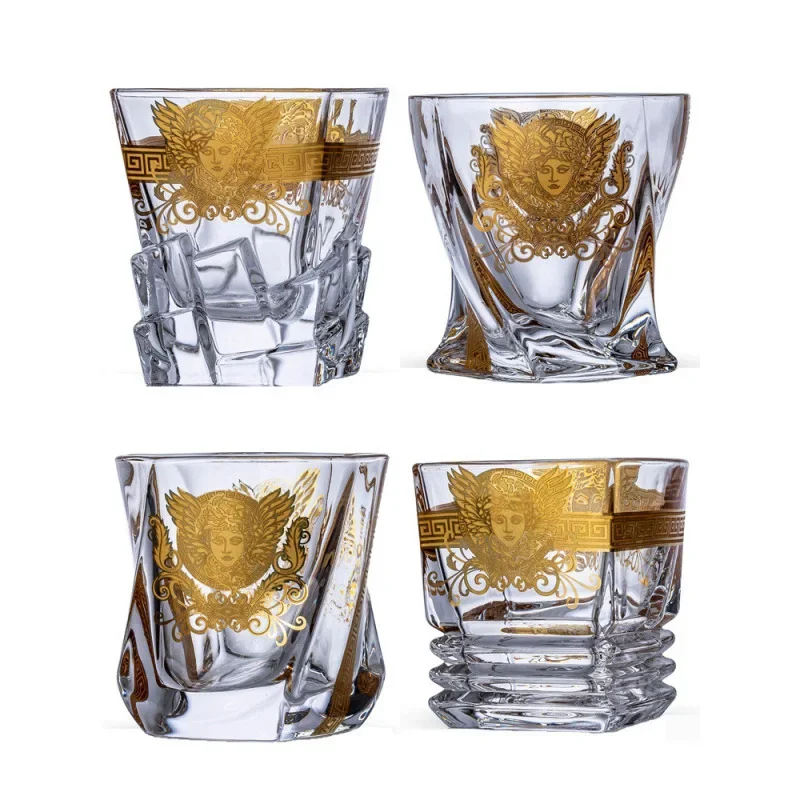 Creative Crystal Whiskey Cup Medusa Gold Portrait Wine  Foreign Wine Multi functional Beer  Water Cup