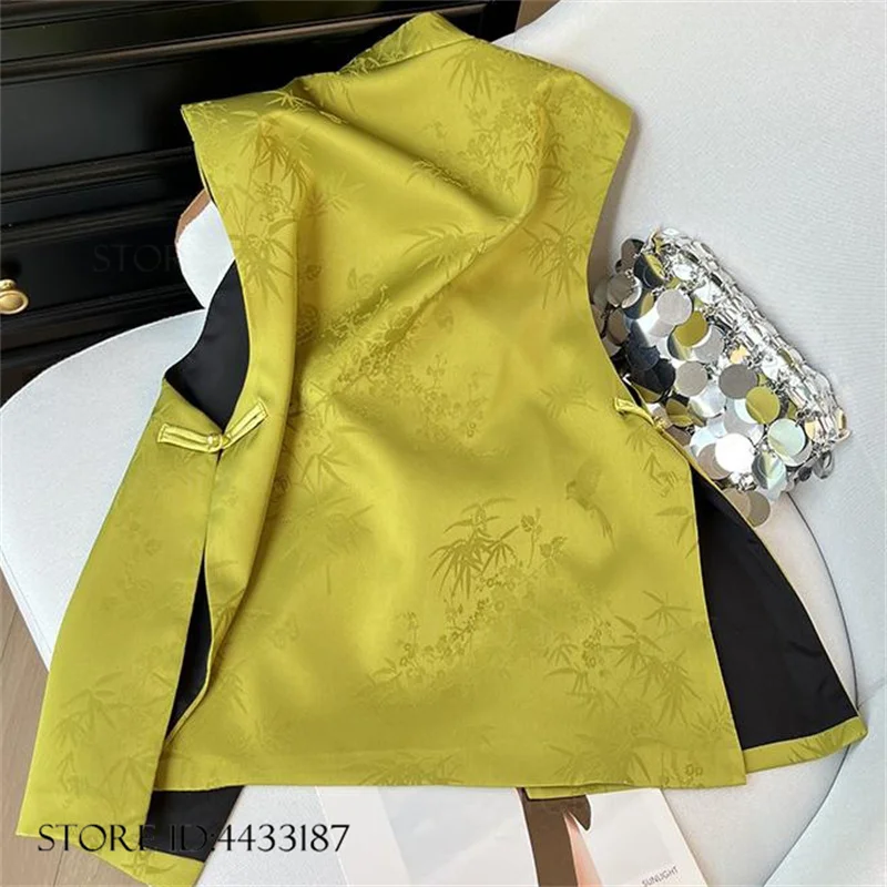 

New Chinese Style Womens Qipao Vest Summer New Sexy Sleeveless Shirt Jacket Vintage Jacquard Mandarin Collar Waistcoat Outwear