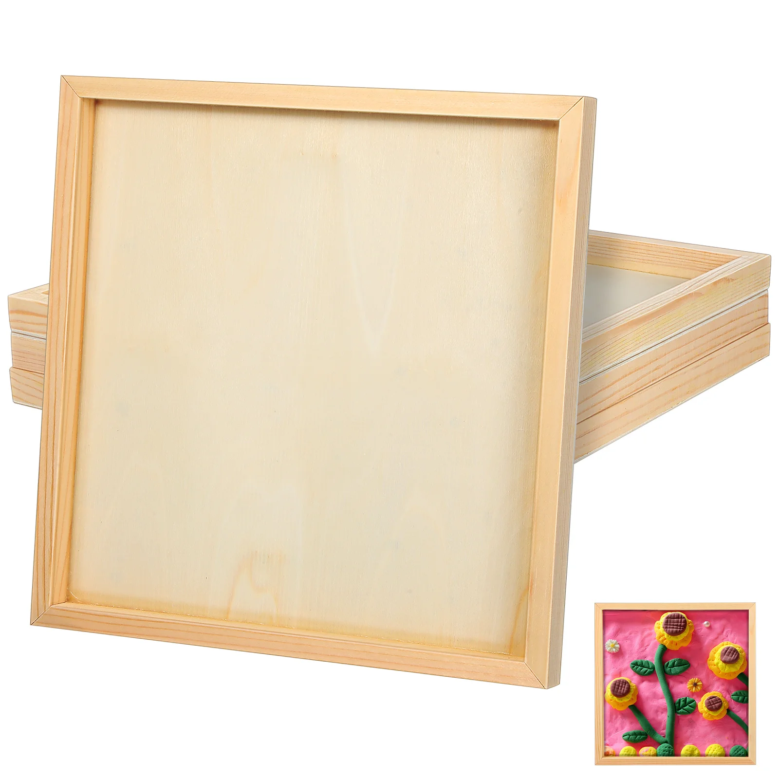 

4pcs Wooden Picture Frames Handmade Craft Wood Frames Diy Unfinished Photo Frame Kits Sturdy Desk Standing Wood Panels For