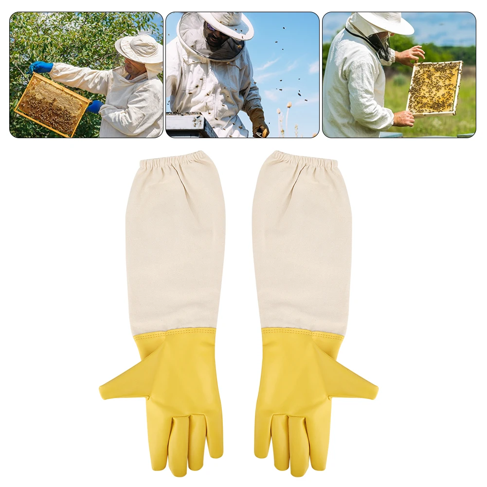 

zk30 Pair Anti Bee Anti-Sting Bee Gloves Elastic Cuff Long Sleeves Protective Tool for Beekeeper(XL )