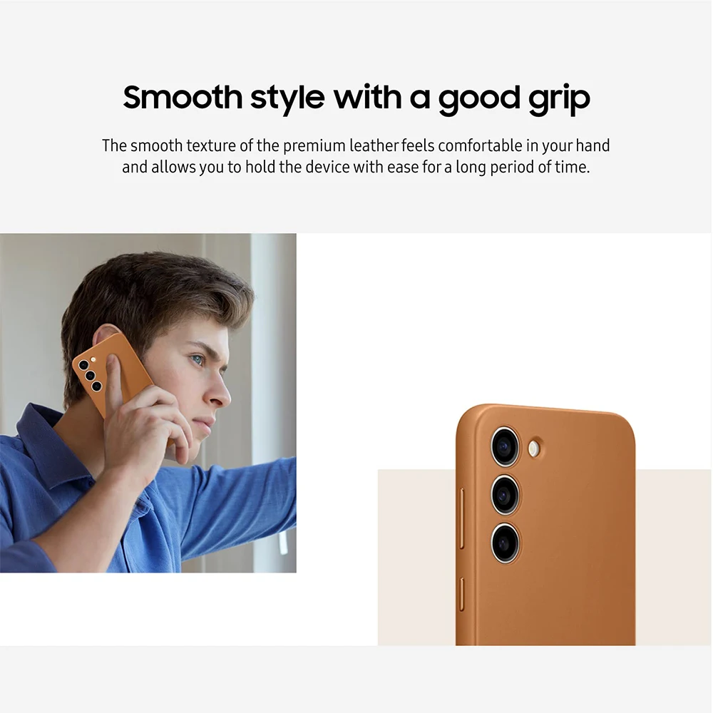 Oryginalne skórzane etui na smartfon Samsung do Galaxy S23+ S23 Plus, cienkie etui z prawdziwej skóry. — zdjęcie produktu 6